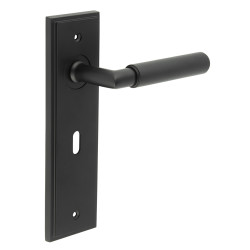 Burlington by Frelan Black Fire Rated Keyhole Lock Door Handles - Piccadilly - 200 x 55mm