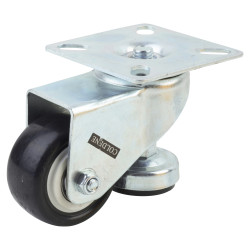 Coldene Heel Castor with Levelling Foot - Swivel - 60kg Max Weight - 50mm Diameter - Black