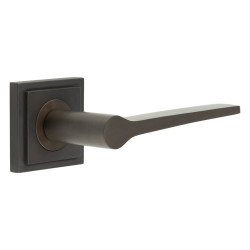 Burlington by Frelan Dark Bronze Fire Rated Door Handles on Square Stepped Rose - Knightsbridge Range
