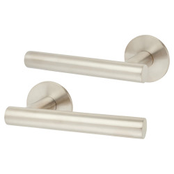 Jigtech Satin Stainless Steel Door Handles on Round Slim Rose - Schema Vinklad Range