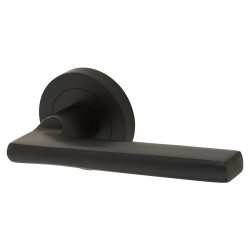 Touchpoint Matt Black Door Handles on Round Rose - Lexi Range