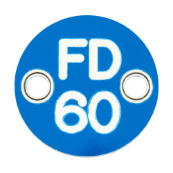 Altro FD60 Fire Door Sign - Drilled - 25mm Diameter - Rigid Plastic - Blue