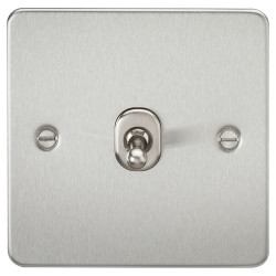 Knightsbridge 10AX 1 Gang 2 Way Flat Plate Toggle Light Switch - Brushed Chrome