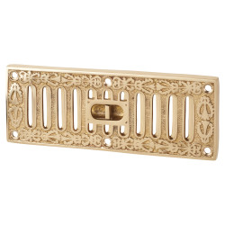 Olde Forge Decorative Hit & Miss Vent - 225 x 82mm - Polished Brass
