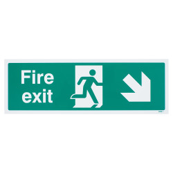 Altro Fire Exit Running Man Down Right Arrow Sign - 450 x 150mm - Rigid Plastic