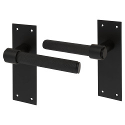 Altro Matt Black Knurled Latch Door Handles - Loxley Range - 150 x 50mm