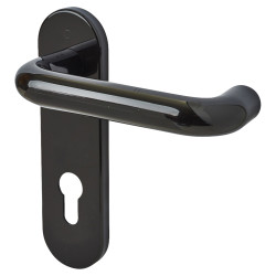Hoppe AR600/23 Ebony Black Nylon Steel Core Euro Lock Door Handles - 72mm c/c - Paris Range