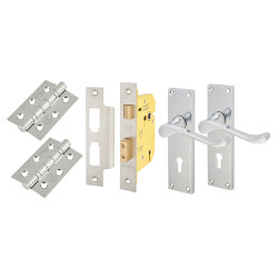 Touchpoint Polished Chrome Victorian Scroll 3 Lever Sashlock Door Handles Pack