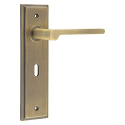 Burlington by Frelan Antique Brass Fire Rated Keyhole Lock Door Handles - Fitzrovia - 200 x 55mm