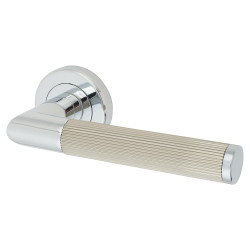 Serozzetta by Carlisle Brass Polished Chrome/Satin Nickel Lines Door Handles on Rose - Trend Range