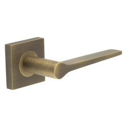Burlington by Frelan Antique Brass Fire Rated Door Handles on Square Rose - Knightsbridge Range
