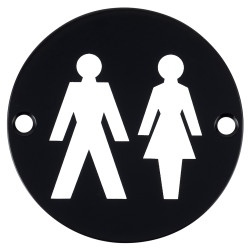 Altro Unisex Toilet Door Sign - 75mm Diameter - Matt Black