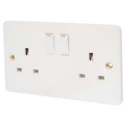 Touchpoint 13A 2 Gang Double Pole Switched Socket - White