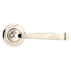 From The Anvil Polished Nickel Door Handles on Round Art Deco Rose - Avon Range