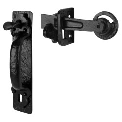 Olde Forge Antique Black Iron Tudor Thumb Latch Set