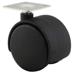 Mini Twin Wheel Castor - Swivel No Brake - 45kg Max Weight - 50mm Diameter - Black - Pack of 4