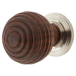 From The Anvil Beehive Ball Cabinet Knob - 35mm Diameter - Rosewood - Polished Nickel Rose