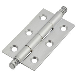Solid Drawn Finial Butt Cabinet Hinge - 50 x 28 x 1.45mm - Satin Chrome - Pair