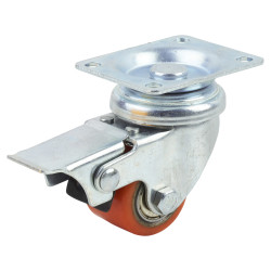 Coldene Super Low Level and High Load Castor - Swivel Braked - 120kg Max - 35mm Diameter - Red