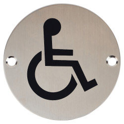 Altro Disabled Toilet Door Sign - 75mm Diameter - Satin Stainless Steel
