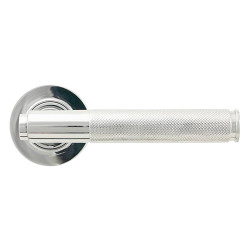 From The Anvil Polished Chrome Knurled Door Handles on Round Rose - Brompton Range