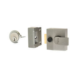 Yale 85 Double Locking Nightlatch - 40mm Backset - Grey Case/Satin Chrome Cylinder