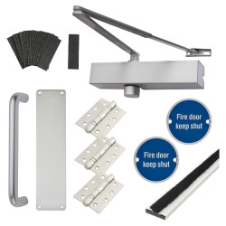 Medium Duty Pull Door Handle Fire Door Kit - Power Size 2-4 - Push/Pull Mounting - Aluminium