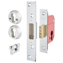 ERA Fortress BS3621:2007 Euro Profile Deadlock - 76mm Case - 56mm Backset - Polished Chrome