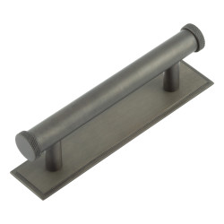 Hoxton by Frelan Wenlock 15mm Knurled T-Bar Cabinet Pull Handle on Stepped Backplate - 96mm c/c - Dark Bronze