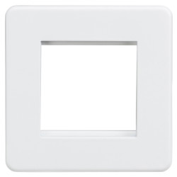 Knightsbridge 1 Gang 2 Module Euro Screwless Faceplate - Matt White