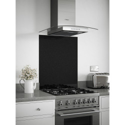 Self Adhesive Glass Kitchen Splashback - 750 x 600mm - Black Sparkle