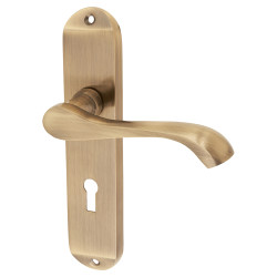 Touchpoint Antique Brass Scroll Keyhole Lock Door Handles - Ancona Range - 180 x 39mm