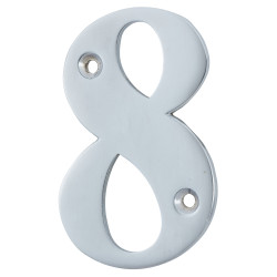 79mm Screw Fix Door Numeral - 8 - Satin Chrome