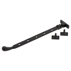 Olde Forge Bulb End Casement Window Stay - 12"/300mm Length - Antique Black Iron