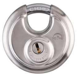 Squire DCL1 Disc Padlock - 70mm Body - 17 x 17.5mm Shackle - Keyed to Differ - Silver