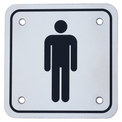 Altro Mens Square Toilet Door Sign - 100 x 100mm - Polished Stainless