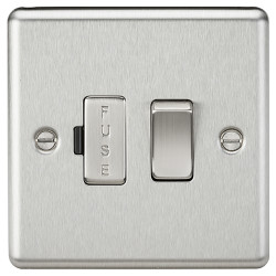 Knightsbridge 13A 1 Gang Round Edge Switched Fused Spur - Brushed Chrome