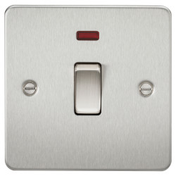 Knightsbridge 20A 1 Gang Flat Plate Double Pole Appliance Switch with Neon - Brushed Chrome