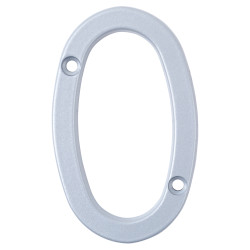 76mm Screw Fix Door Numeral - 0 - Premium Satin Silver