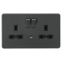 Knightsbridge 13A 2G DP Switched Socket with Photocell Nightlight Function - Anthracite/Black