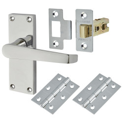 Touchpoint Polished Chrome Budget Straight Latch Door Handles Pack - Short Plate