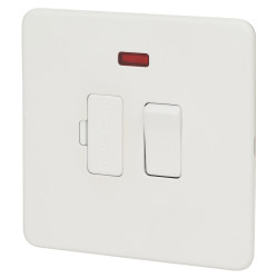Knightsbridge 13A 1 Gang Screwless Flat Plate Switched Fused Spur with Neon - Matt White