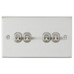 Knightsbridge 10AX 4 Gang 2 Way Toggle Light Switch - Brushed Chrome