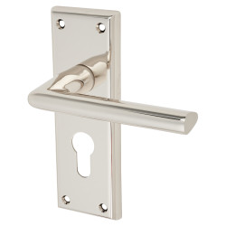 Serozzetta by Carlisle Brass Polished Nickel Euro Lock Door Handles - Dieci Range - 150 x 50mm