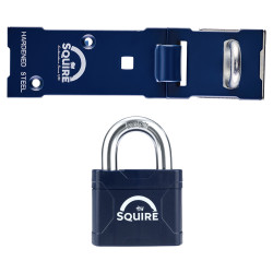 Squire Stronglock Plus 50/No.6H Garage Lock Set - Padlock And Hasp - 152mm Length - 21 x 23.5mm Shackle - Blue