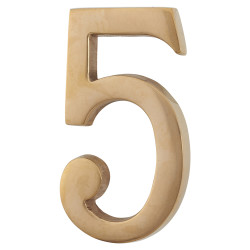 Heritage Brass 76mm Concealed Screw Fix Door Numeral - 5 - Unlacquered Brass