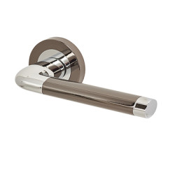 Excel Polished Chrome/Black Nickel Door Handles on Round Rose - Argo Range