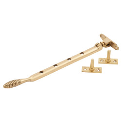 Altro Cast Reeded Casement Window Stay - 10"/250mm Length - Polished Brass