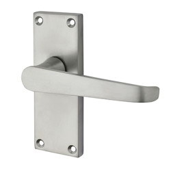 Touchpoint Satin Chrome Budget Straight Latch Door Handles - Short Plate - Mia Range - 114 x 42mm