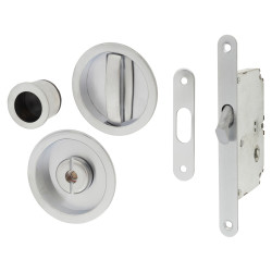 ECLISSE Essentials Round Privacy Handle Set with Lock - Satin Chrome